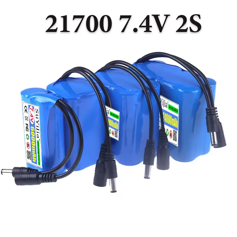 7.4V Lithium Battery 6000/12000/18000/24000mAh 21700 2S Boat Battery for Remote Control Baiting Boats, Bait Feeding Fishing Boat