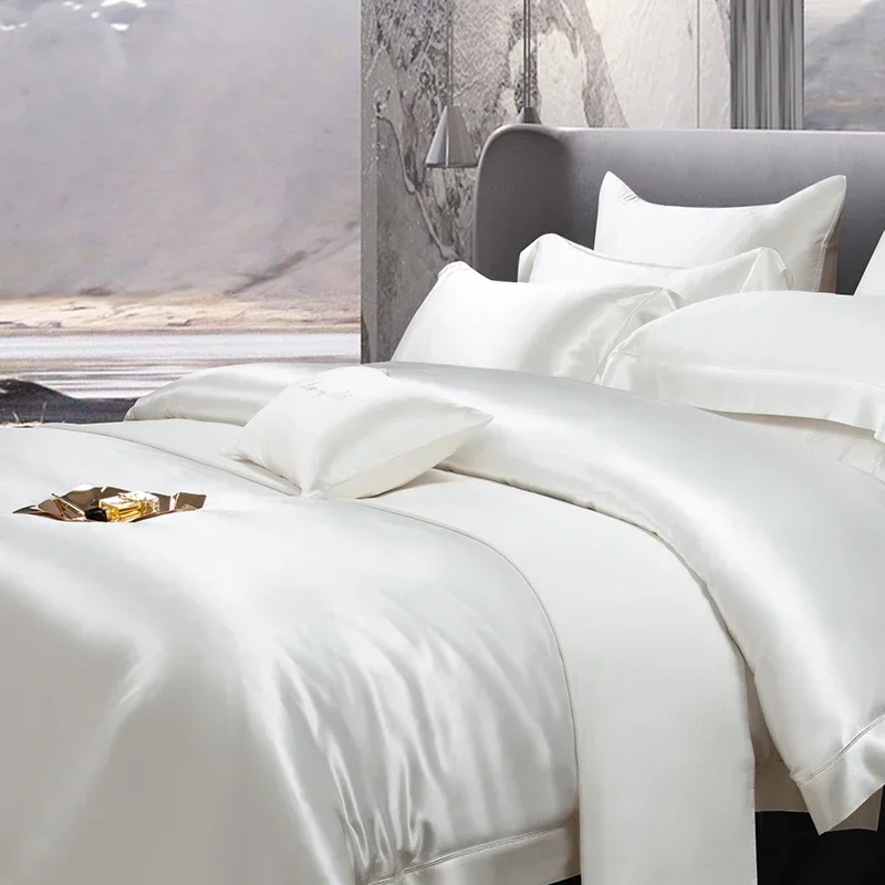 2026 New Luxury 100% Mulberry Silk Fitted Sheet, Grade 6A, 45cm Deep Pocket, Fits King/Queen/Cal King Size Mattresses 4