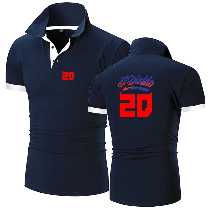 2026 Fabio Quartararo Motorcycle Rider Print Summer Men's New Solid Color Short Sleeve High Quality Classic Slim Fit Polo Shirt