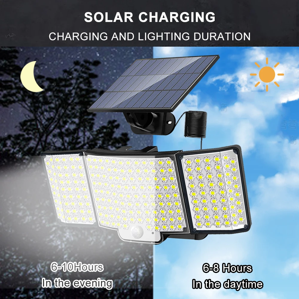 106 LED Solar Flood Lights Outdoor Remote Controlled Motion Sensor Security Light Solar Powered Dusk to Dawn Wall Lights Garage image 4