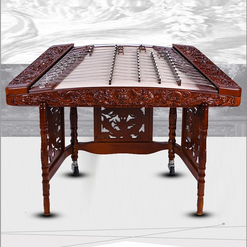 Nanmu dulcimer Nanmu relief dragon dulcimer musical instrument