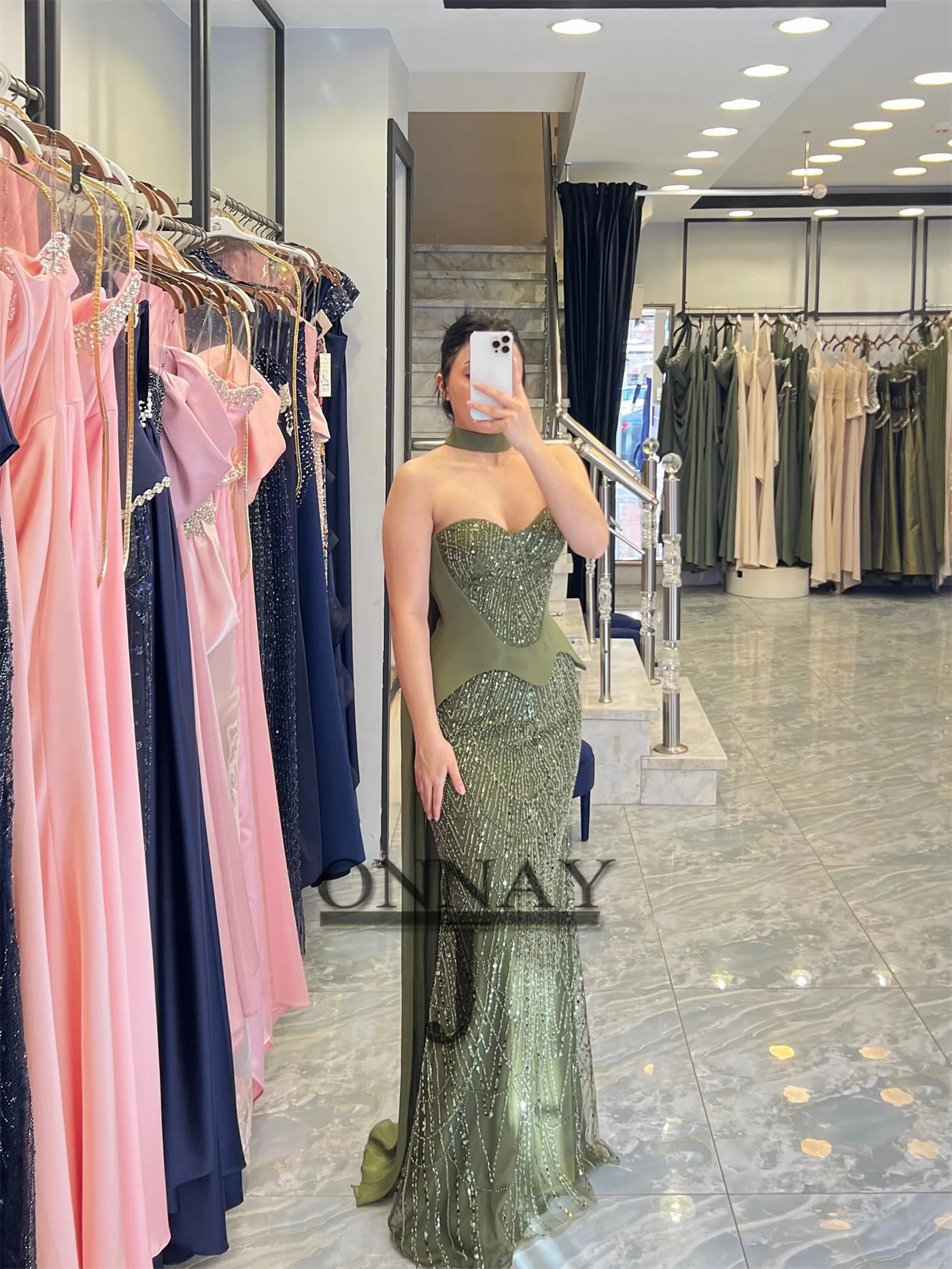 Vestidos De Noche con cuentas ostentosas personalizados, capa con borlas, sirena sin tirantes para mujer, Vestidos árabes saudíes De Dubái, Vestidos De Fiesta Plus