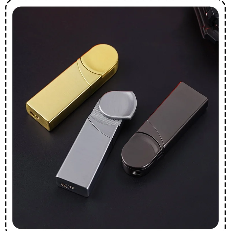 Mini Portable Metal Windproof Red Jet Flame Butane Gas Lighter Originality Rotate Rocker Arm  Ignition Lighter Gifts For Men