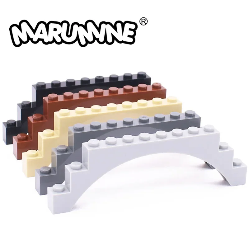 Marumine Brick Parts 20PCS 1x12x3 Raised Arch with 1 Cross Support Classic Building Block 14707 6108 Compatible Accessories Toys