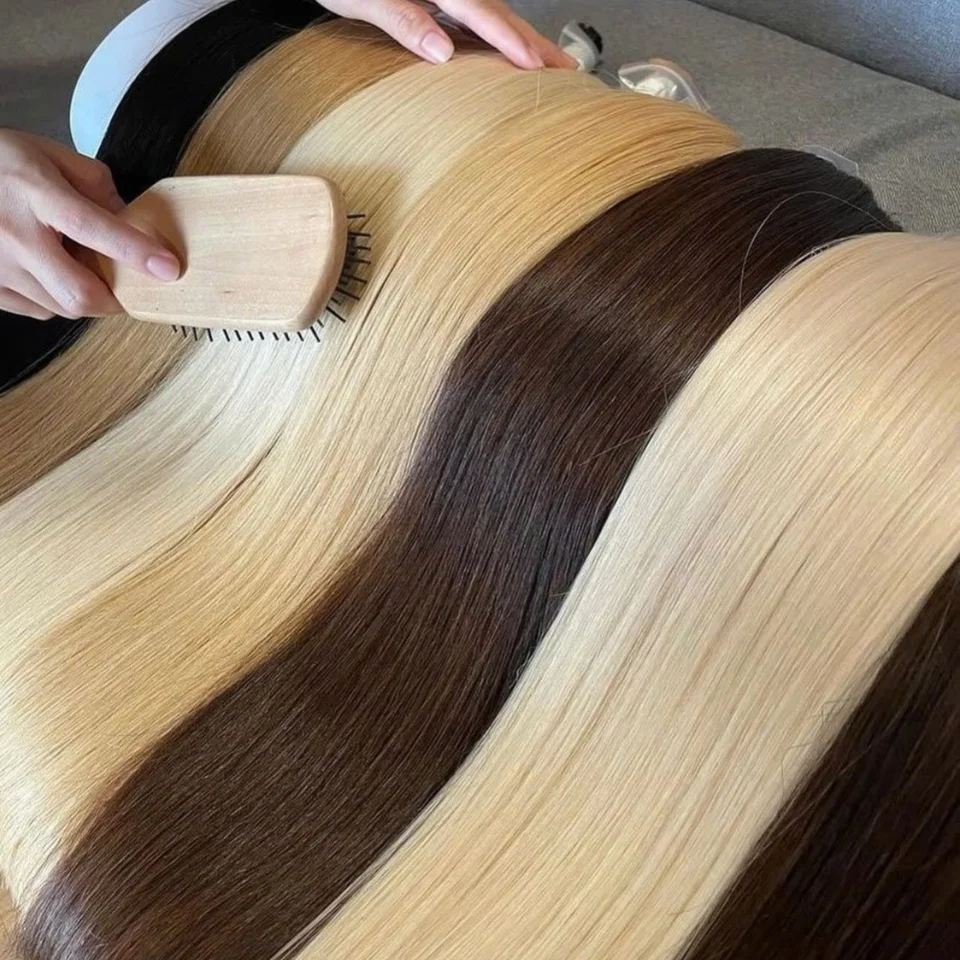 Cabello Humano Virgen Real 100% Sin Weft, Extensiones a Granel, Negro y Rubio 613, Cabello a Granel 12A para Tejer y Trenzar, Sin Procesar 2