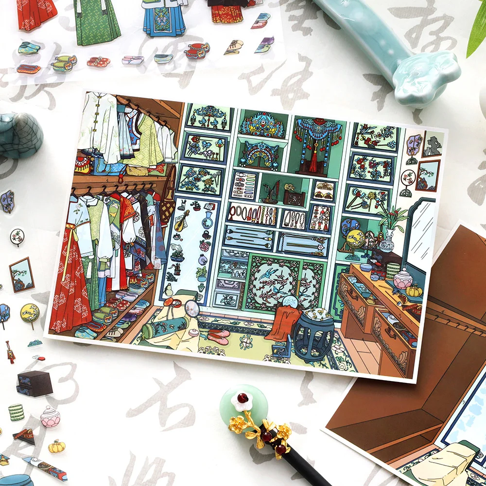 3sheets/bag My House 18th Round Series Landscape Stickers For Decoration Decompression Collage Landscape Sticker Decoration