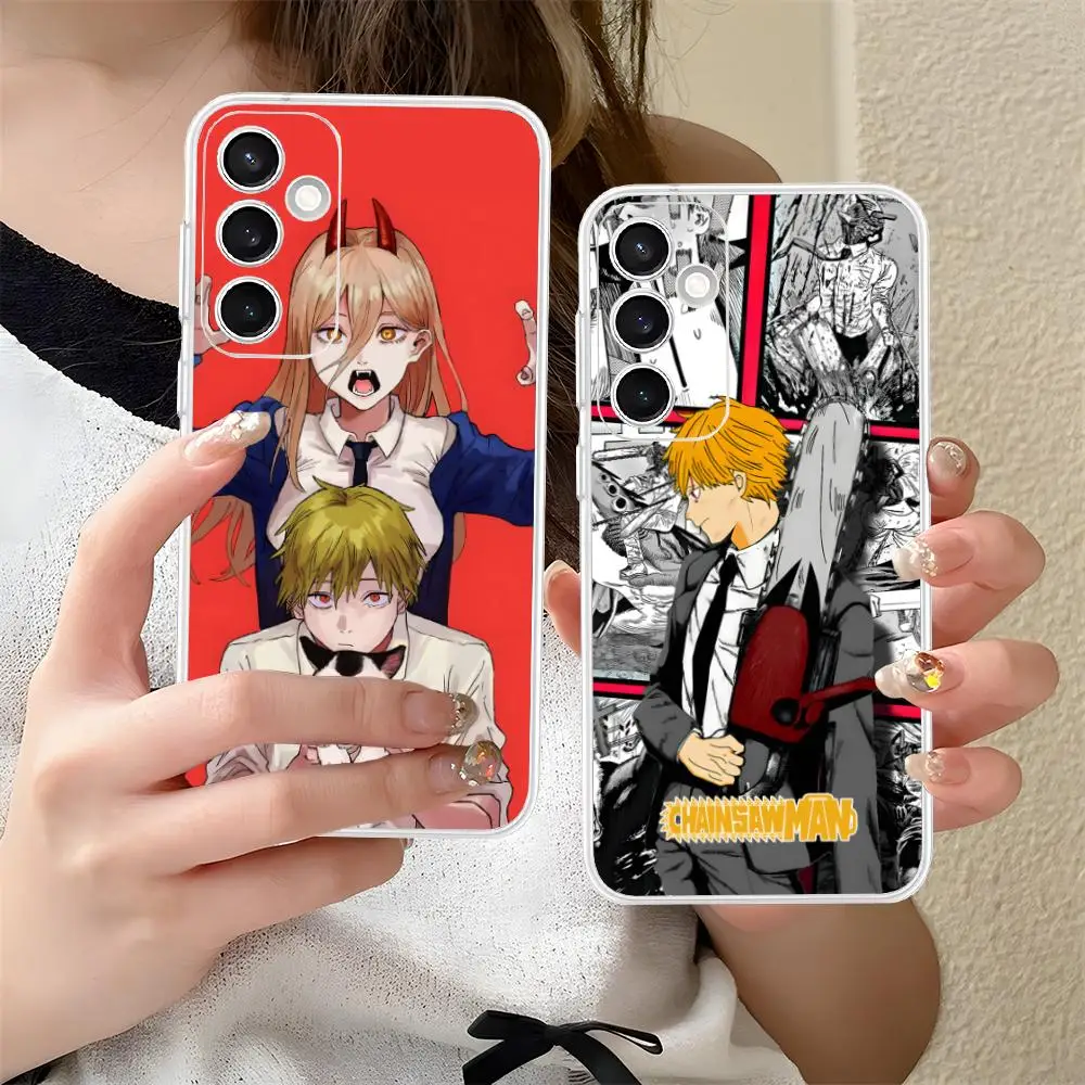 C-Chainsaw Man Phone Case for Samsung Galaxy S25 S24 S23 S22 S21Plus FE Ultra Soft TPU Clear Shockproof Cover