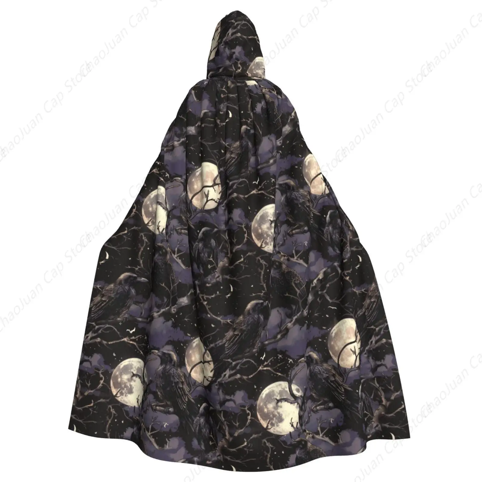 

Готический Ворон Ворона Полная Луна Полная Длина Плащ С Капюшоном Накидка Мужчины Женщины Косплей Костюмы для Взрослых Накидка Подарки Косплей Костюм