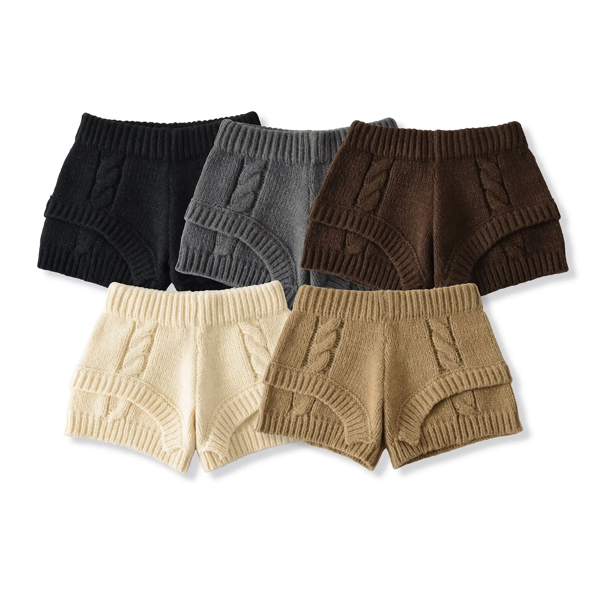 American Spice Girl Knitted Wool Shorts Women's Slim and Thin Casual Shorts