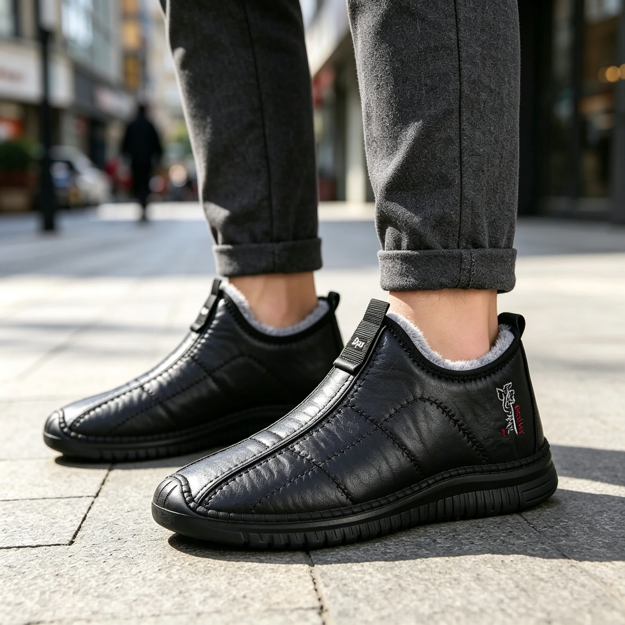Winter Men Short Ankle Boots, Plush Lining Warm Keeping, Waterproof Upper Anti-Slip Thick Sole Casual Footwear For Daily Wear