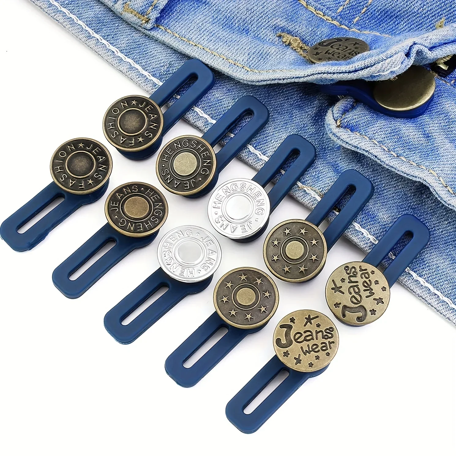 

4pcs Pants Extender Button Waistband For Jeans, Collars, Cuffs No Sew Metal Retractable Buttons （16 style you can chooose）