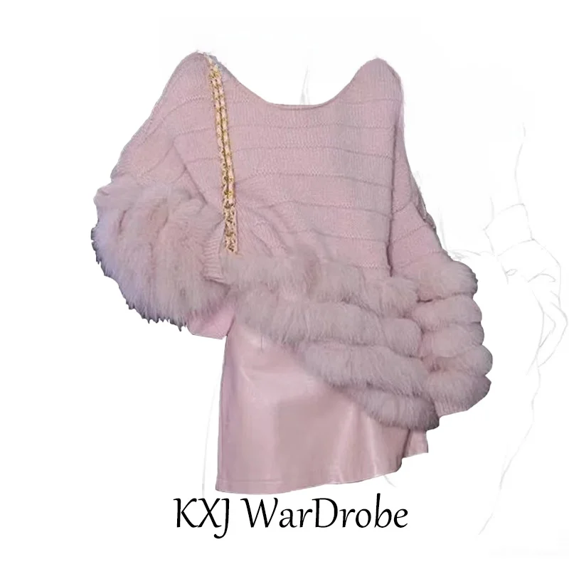 

Ранняя осень Faion Chic Мягкий норковый свитер Комплект из двух предметов Dr Женский круглый Ne Long Sve Slim Fit Pure Color Commute Sle