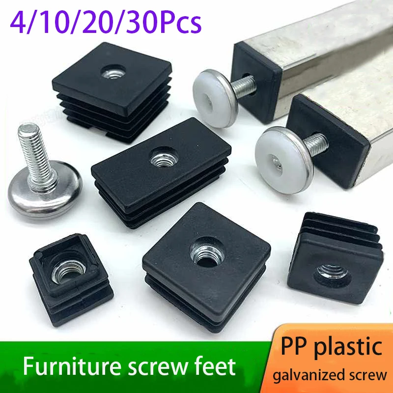 

4/10/20/30 M8 PP Plastic Nut Plugs Square/Round Adjustable Foot Pads Home Foot Mats Nut Plugs Diameter 28mm