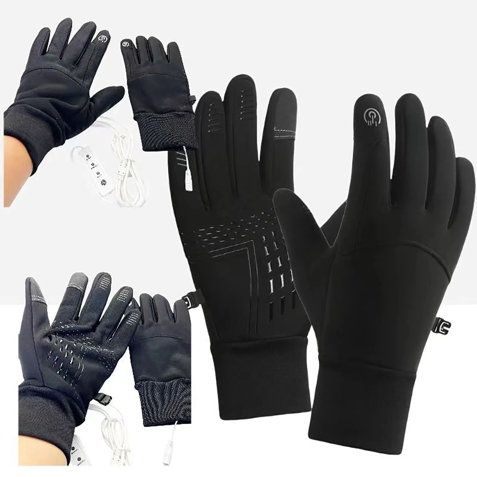 Men Women USB Heated Gloves Touch Screen Winter Heating Gloves for Cold Weather Skiing Fishing