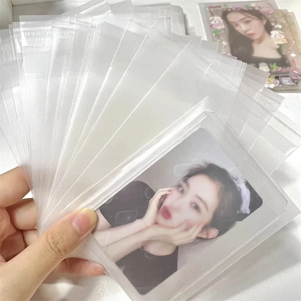 100pcs Clear Photocard Sleeves Frosted Opp Plastic Bag Self-adhesive Idol Card Protector Bags Jewelry Beads Gift Packing Bags