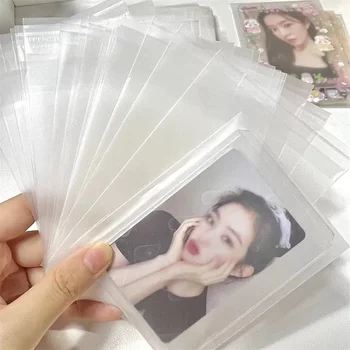 100 adet temizle Photocard kollu buzlu Opp plastik torba kendinden yapışkanlı Idol kart koruyucu çanta takı boncuk hediye ambalaj çanta