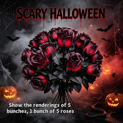 Halloween Artificial Rose, Gothic Fake Flower Decor, Red & Purple Two Colors, Party Haunted House Table Ornament for Halloween