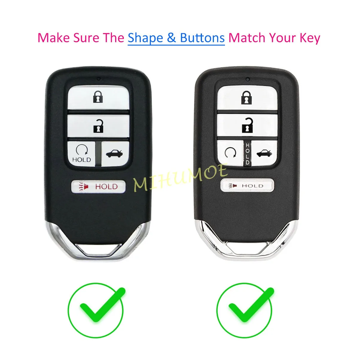 Silicone 5 Buttons Car Smart Key Case Cover Accessories For Honda Civic Accord CR-V Pilot Insight Passport Holder Keychain