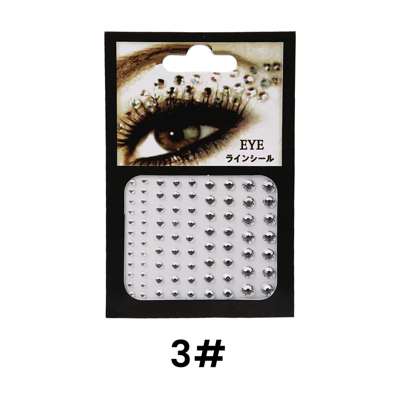 6 Colors Tattoo Sticker Glitter Diamond Makeup Eyeliner Eyeshadow Face Rhinestone Sticker Jewelry Eyes Makeup Crystal Stickers