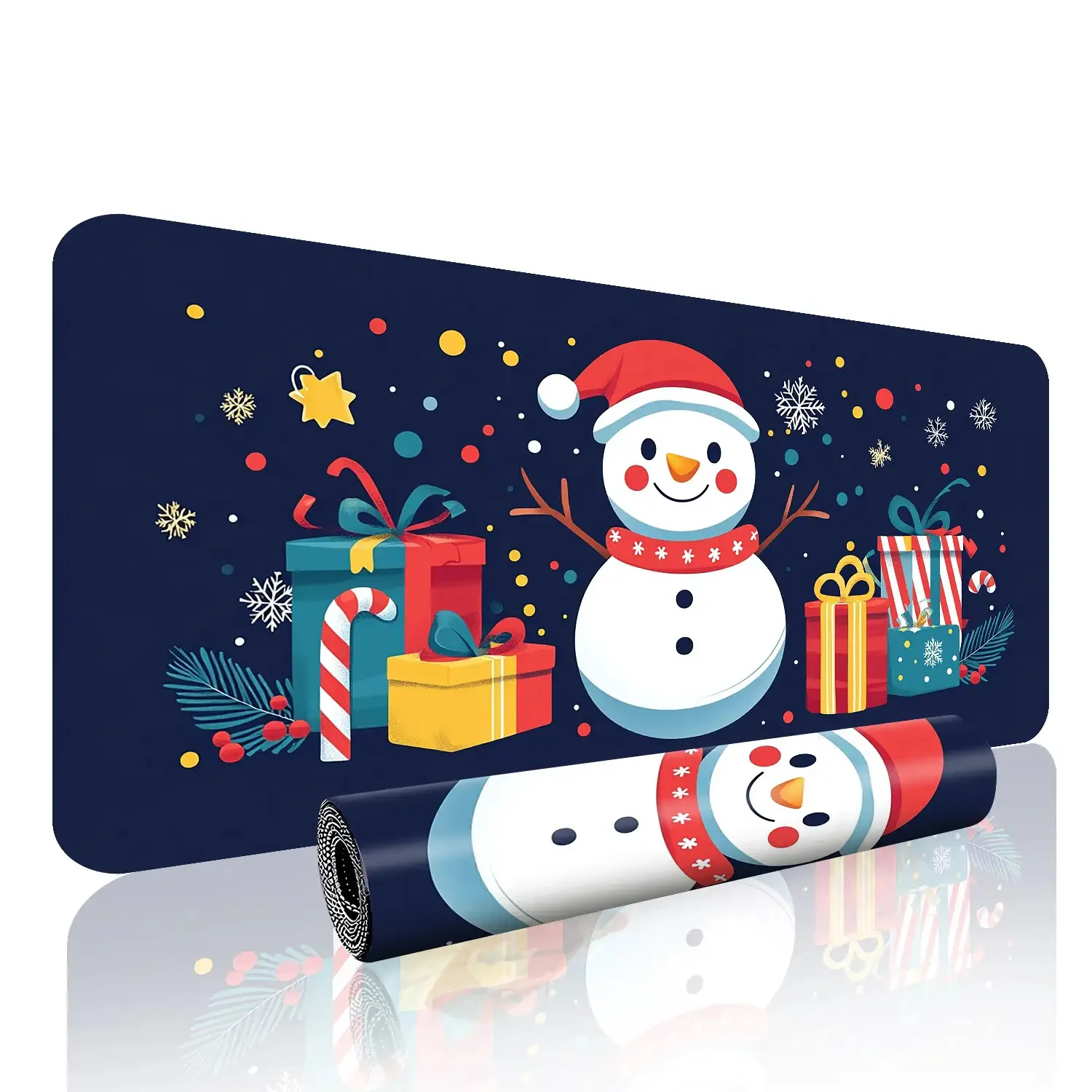 Festive Snowman Christmas Mouse Pad Large Desk Mat Rubber Smooth for Gaming Office Holiday Gift