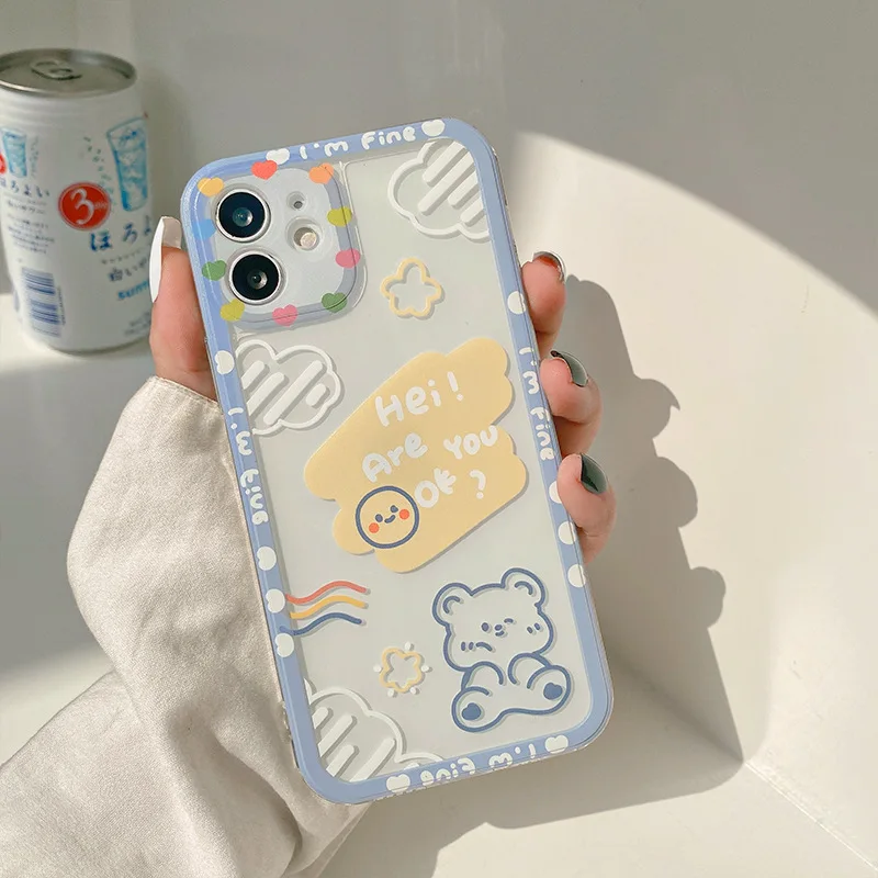 

For Samsungs A52 Case Bear line Doodle Phone Case For Samsung S23 S22 Ultra S20 FE S21 A53 A52S A51 A12 A72 A32 A13 A23 Cover