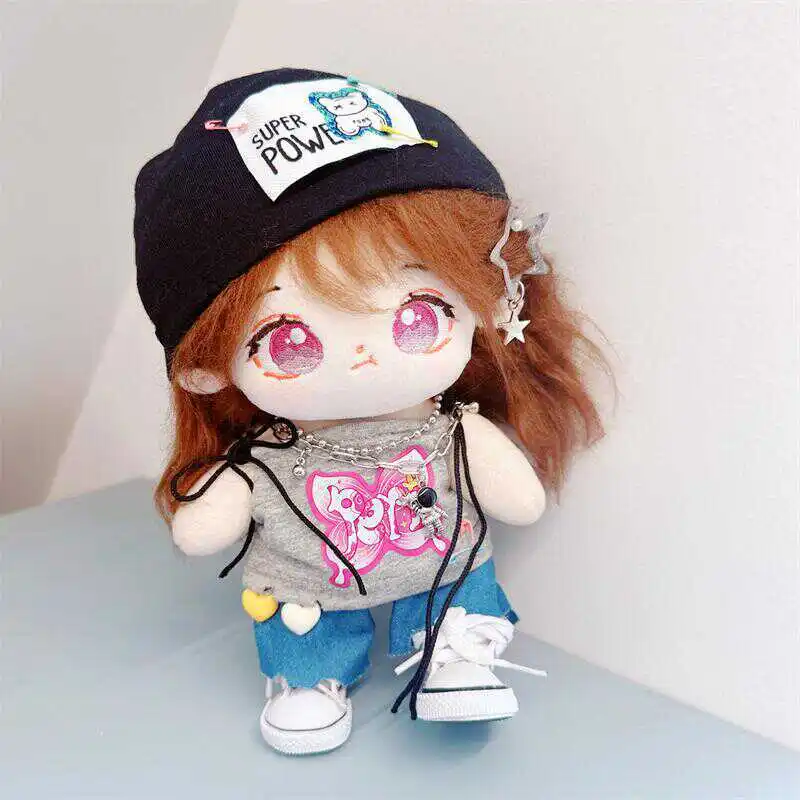 10/20cm Kpop Star Idol Doll Girl Fashion Y2K Hip Hop Girl Trend Outfit Stuffed Plushie 17cm Labubu Doll Clothes Accessories