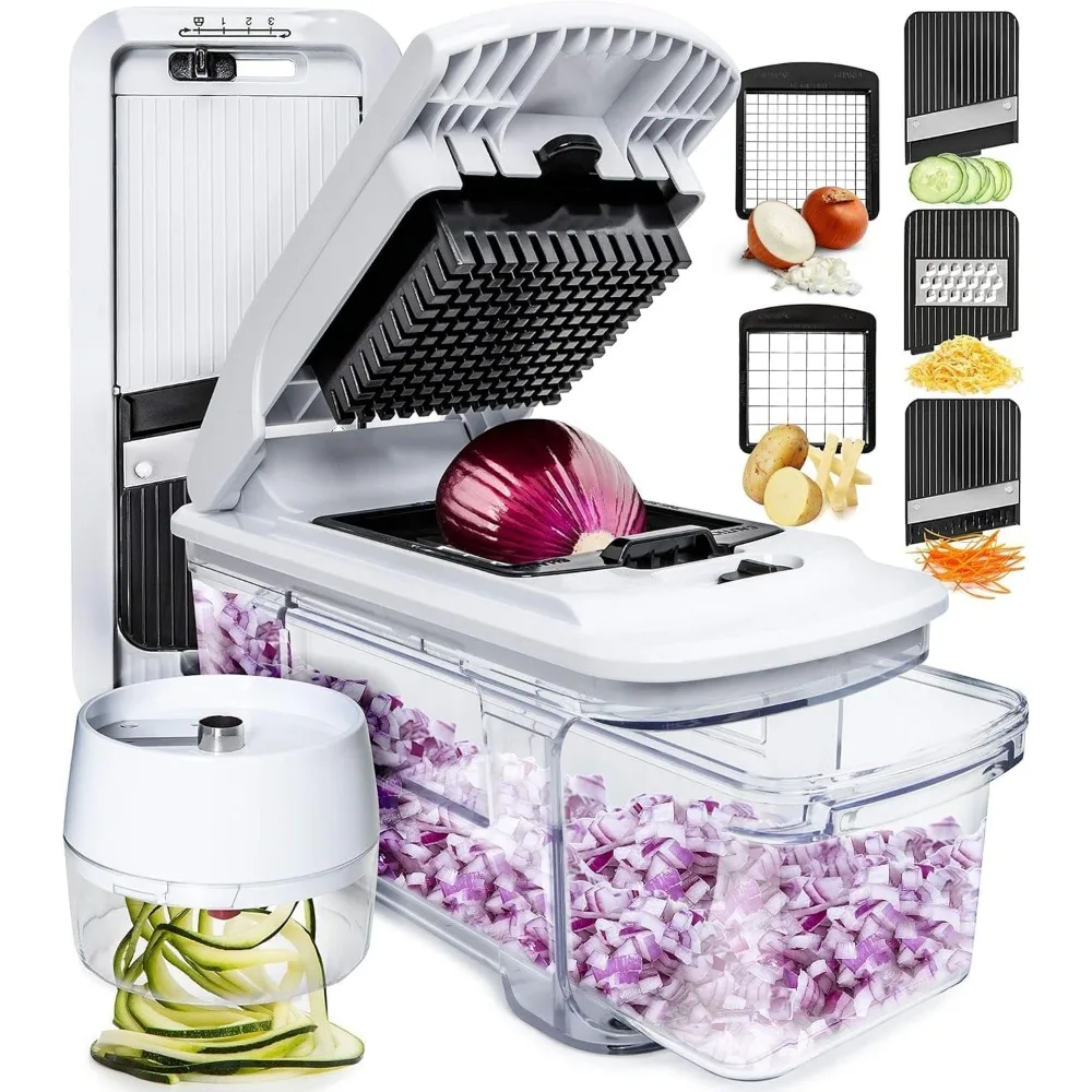 

6-in-1 Mandoline Slicer with Container - Vegetable Chopper, Onion Potato Cutter for Kitchen Essentials