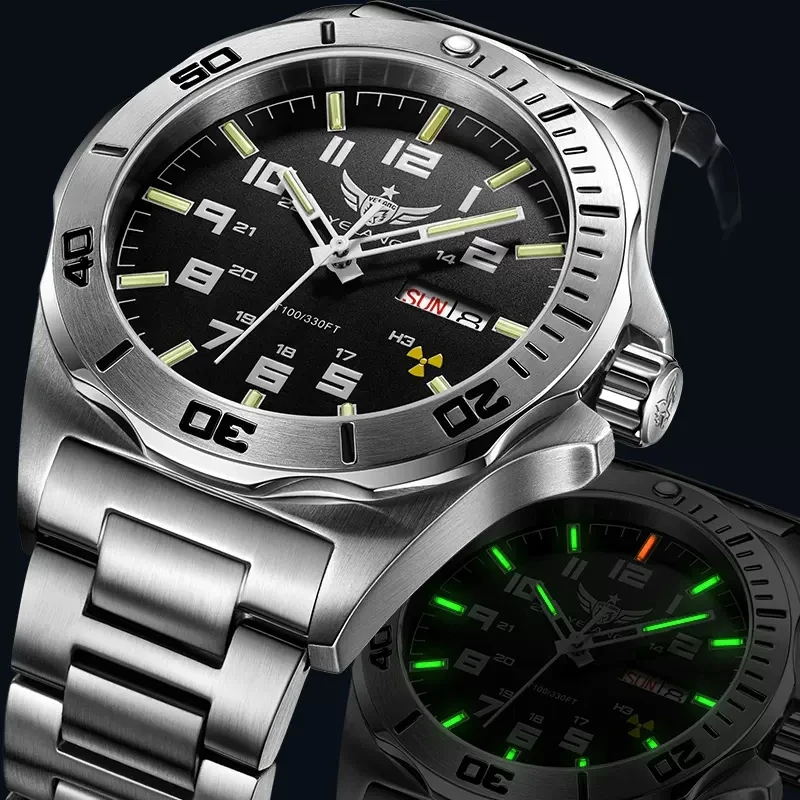 YELANG 2024 Men H3 T100 Self Luminous Automatic Mechanical Movement 24 Jewels Sapphire Rotated Dial Diver Waterproof 100m  V1019