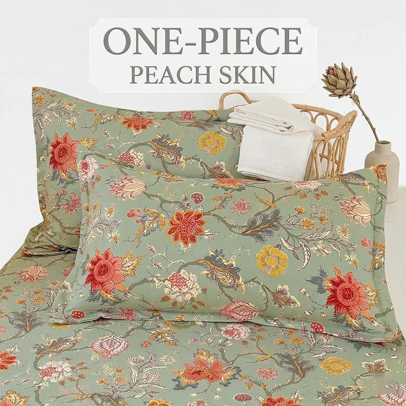 

1 Pc Vintage Chinoiserie Floral Pillowcase Peach Skin Rectangular Bed Pillow Cover Cottagecore Botanical Bedroom Bedding Decor