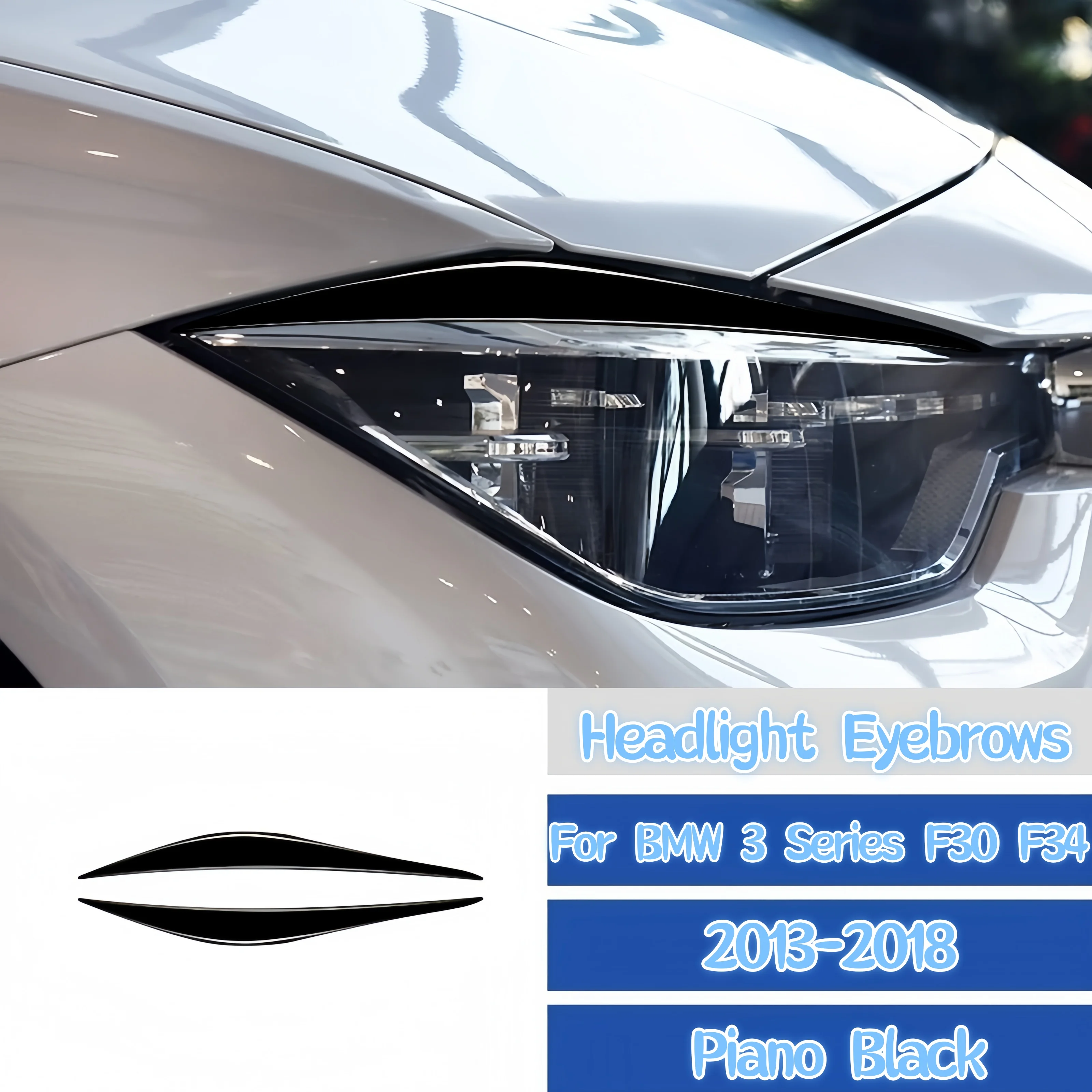 

For Volkswagen Scirocco 2009-2016 Car Accessories Piano Black Auto Front Headlight Eyebrows Eyelid Cover Protective Trim Sticker
