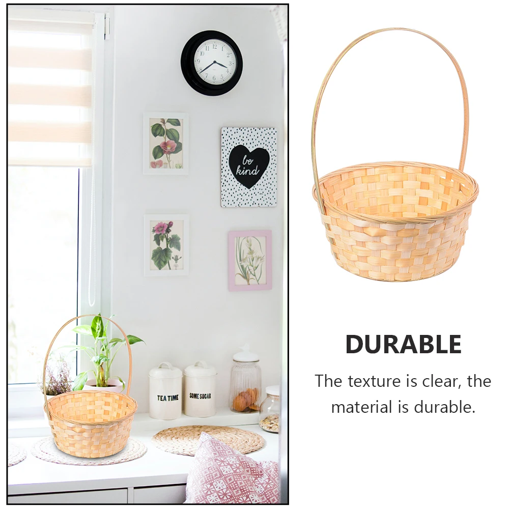 

2pcs Flower Baskets Handwoven Storage Baskets Portable Household Containers For Kitchen Fruits Decor