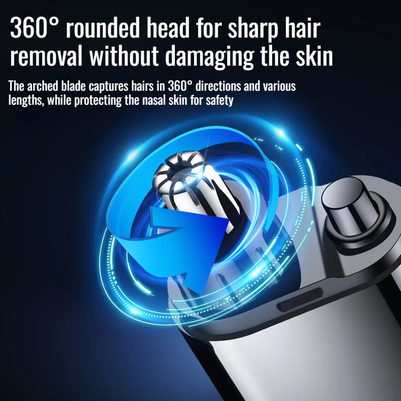 Men's Mini Portable Electric Nose Hair Trimmer TYPE-C Charging Waterproof Multifunctional 360 ° Rounded Nose Hair Trimmer