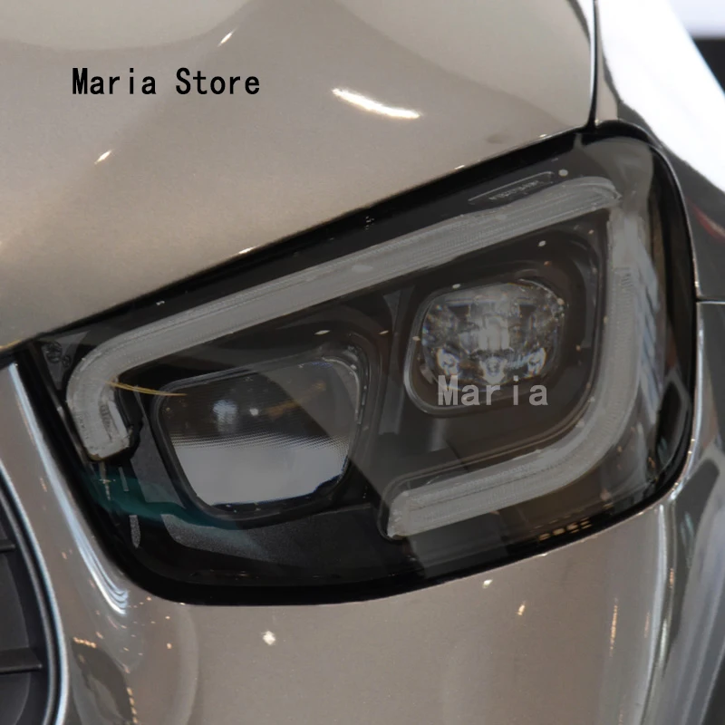 For Benz GLC Class 2020-2023 Accessories-Car Headlight Protective Film Headlamp Restoration Transparent Black TPU Sticker