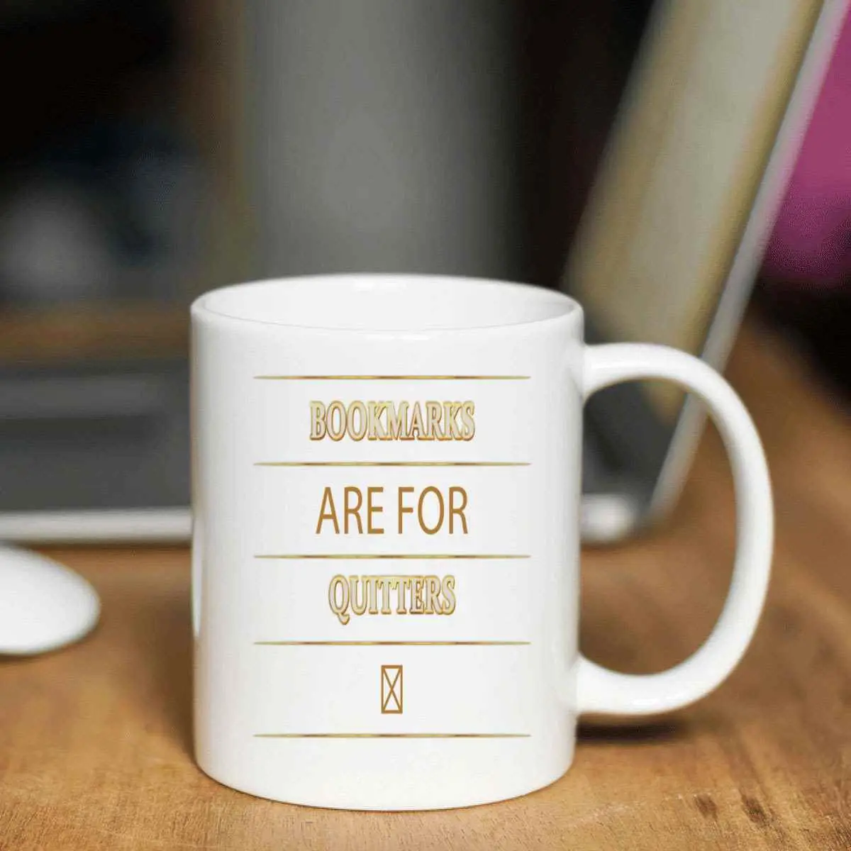 Humorous Gift Idea Reader Reading Literary Books Lover Bookmarks Are for Quitters and Muticolor 11 Oz White Ceramic Coffee Mug