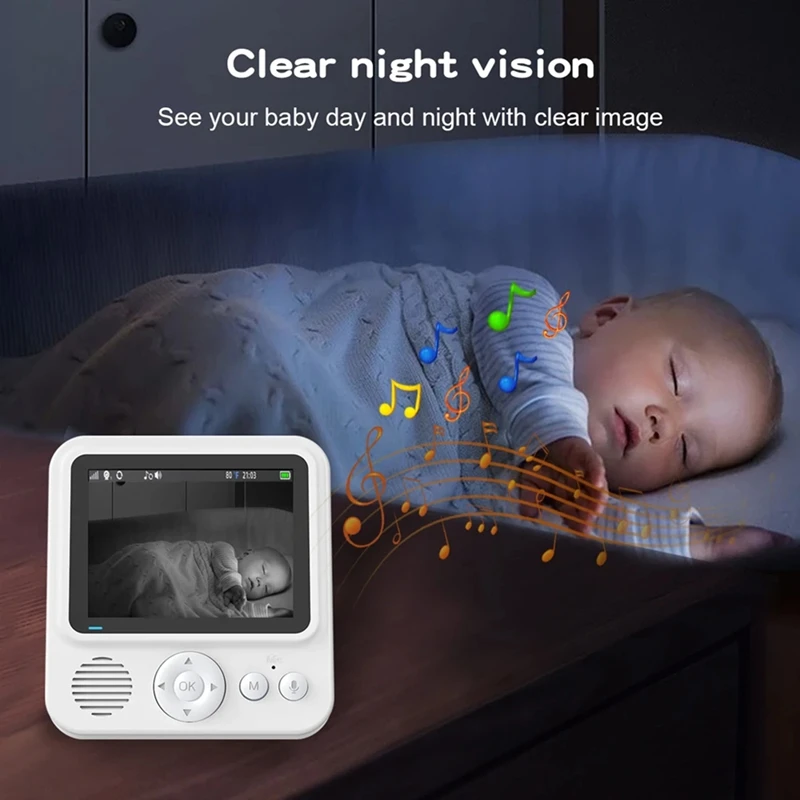 2.8Inch LCD Video Baby Monitor 2.4G Wireless Security Baby Camera 2-Way Talk Night Vision Temperature Baby Cry Alarm