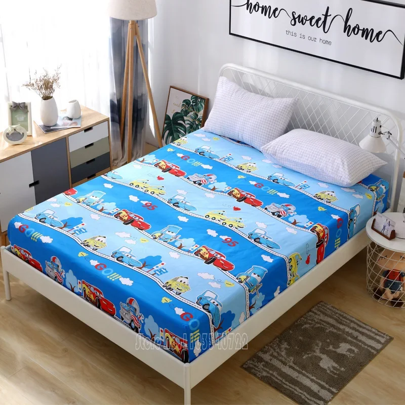 

Disney Anime Lilo Stitch 95 Mc Queen Cars Cotton Fitted Sheet with Elastic Band Bed Sheets Linen Bedspread Mattress Cover