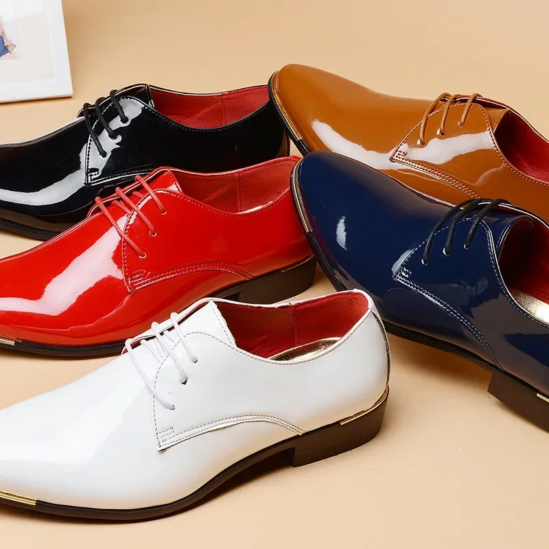 XIHAHA Pointed Toe Formal Shoes Man Leather Spring Men Ballet Busines Wedding Party Shoe for Male Large Size Leather Dance Shoes