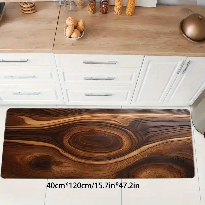 Luxury Wood Grain Kitchen Rug, Non-Slip Cushioned Comfort Standing Mat, Heavy Duty Floor Carpet for Home Sink Laundry, 1PC
