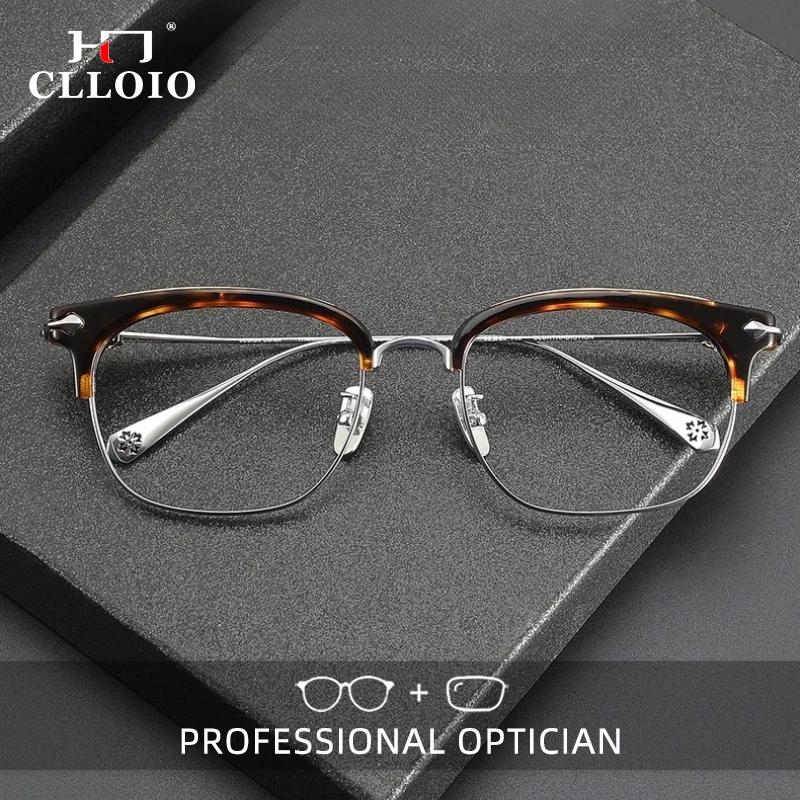

CLLOIO Fashion Business Durable Reading Glasses Anti Blue Light Acetate Frame Titanium Temple Progressive Prescription Eyewear