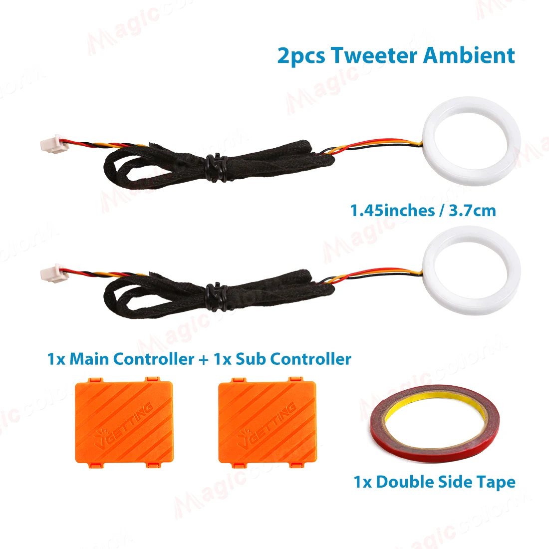 MAGIC COLORM Auto-Audio-Hupe, Lautsprecher, Hochtöner, 64 Farben, Innenumgebung, RGB-Atmosphäre, App-Steuerung, Türdekoration, Lichter, 5,9 Zoll, 4,3 Zoll 6