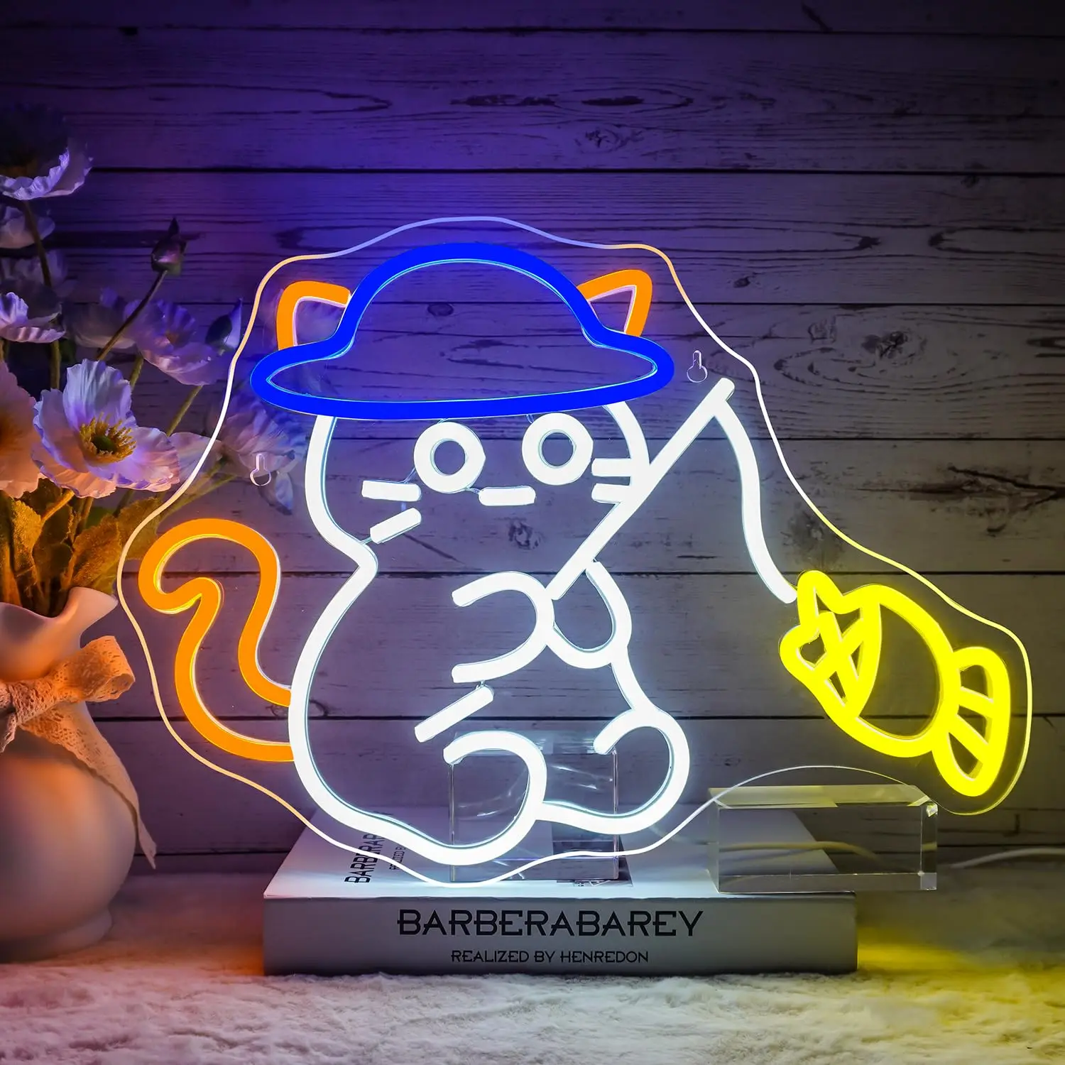 

Cute Fishing Cat Neon Sign - USB Powered LED Wall Decor | Kawaii Animal Light for Bedroom, Bar, Cafe | Unique Gift for Cat Lover