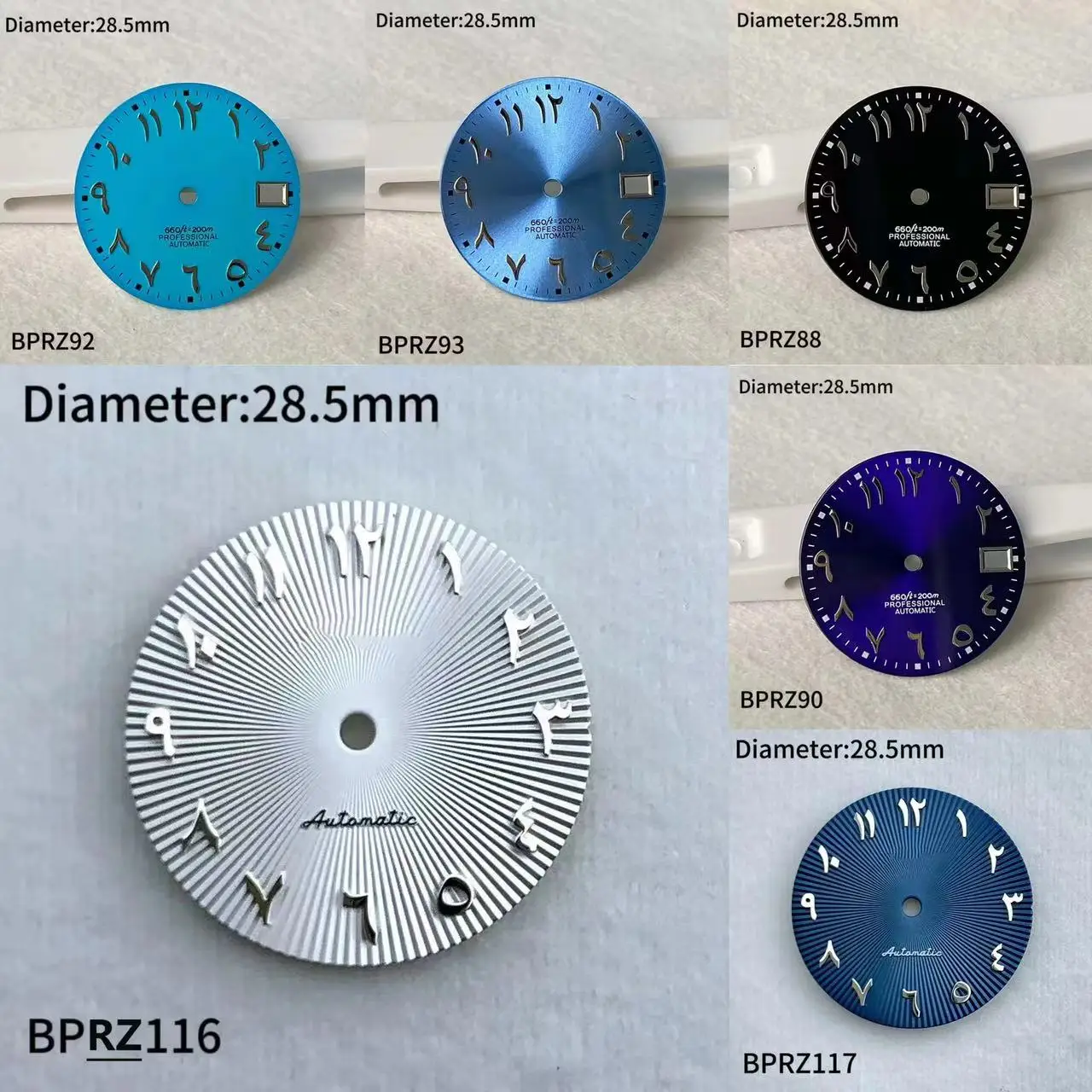 

28.5mm Arabic Numeral Black Green Silver Blue Dial With NH35 Automatic Movement And No Luminous Arabic Dial NH36