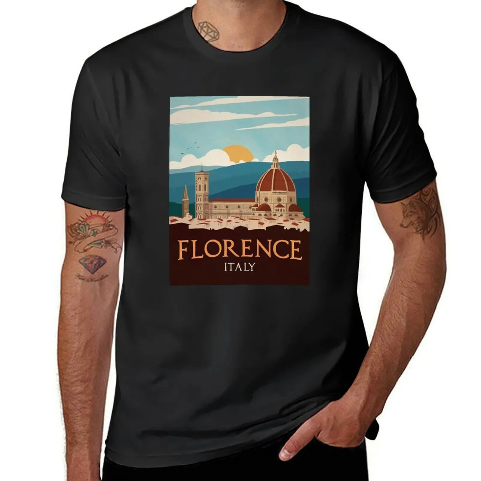 Camiseta con gráficos de Florencia para hombre, ropa kawaii de verano, Italia