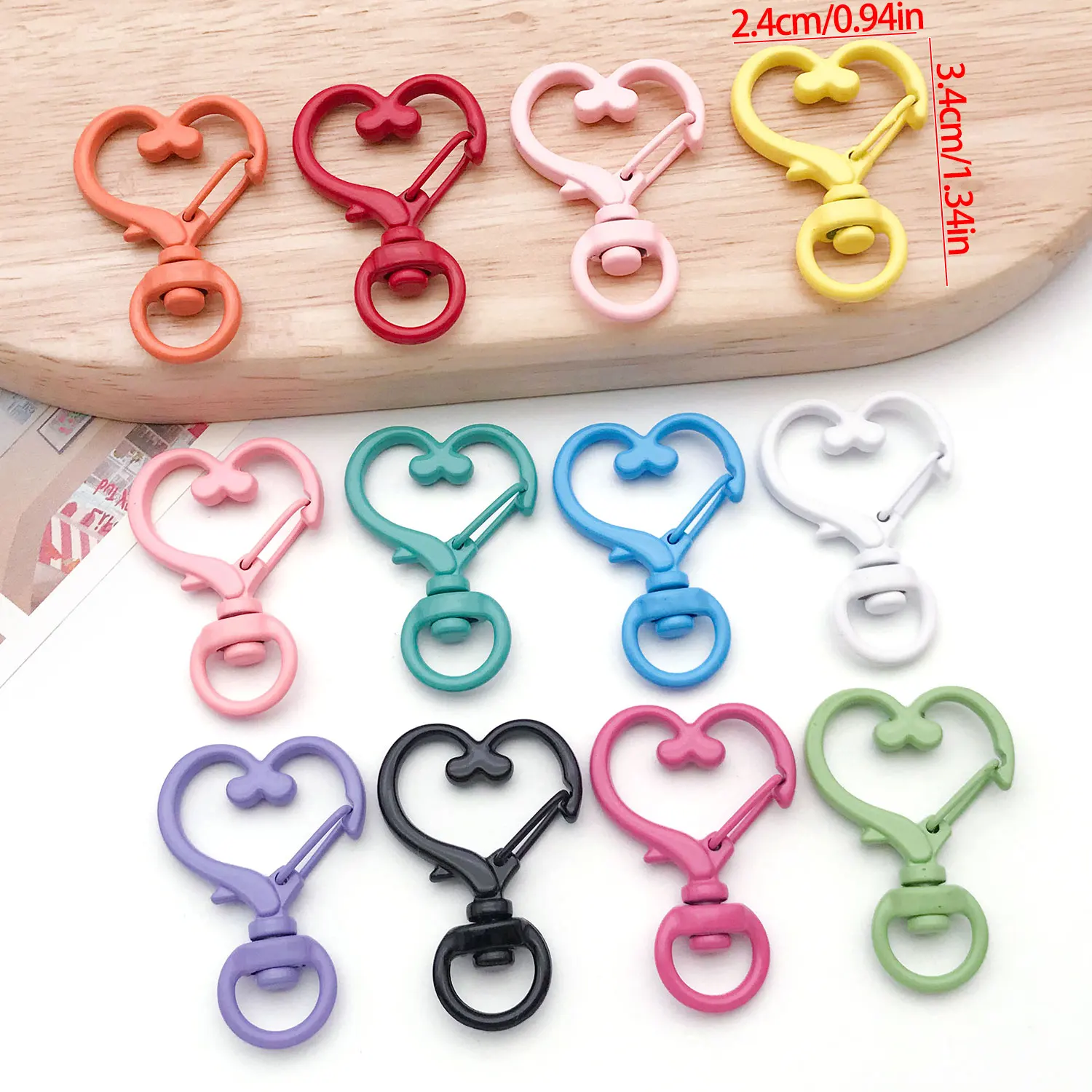 20pcs 24x34mm Paint Love Hook Clasp Spring Buckle, Suitable for DIY Key Chain Bag Pendant Jewelry Making Accessories