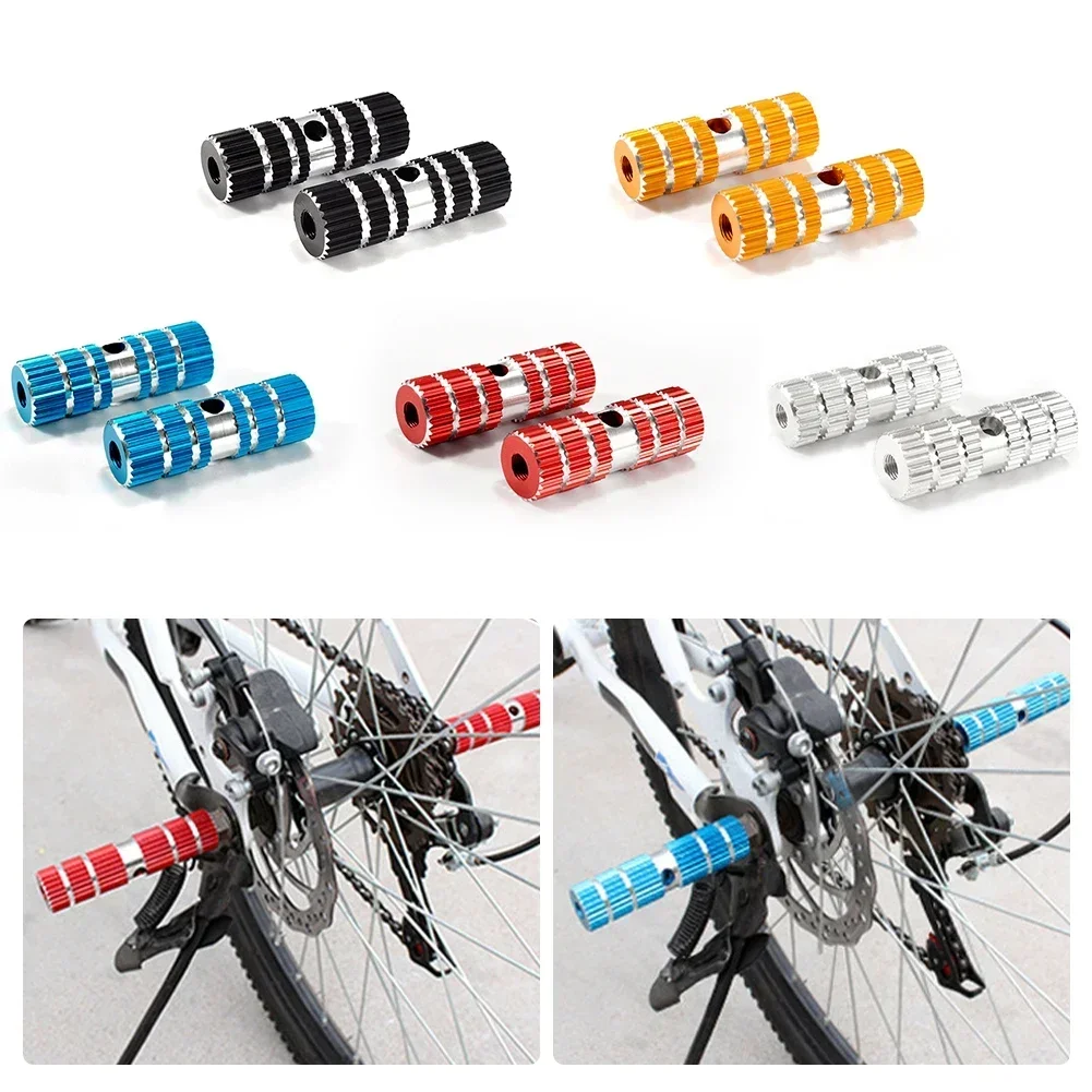 1 Pair Bike Pedals Axle Foot Rest Pegs Anti-Slip Aluminum Alloy BMX Mountain Road Cycling Bicycle Front Rear Socle Pedal