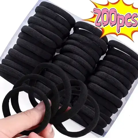 200 pièces/ensemble femmes filles bandes de cheveux de base Simple couleurs unies bandeau élastique cordes à cheveux cravates accessoires de cheveux élastique pour queue de cheval