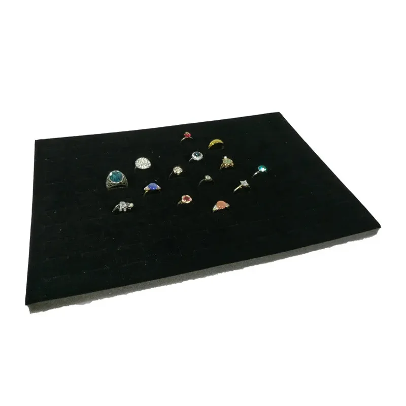 Black/Grey Velvet Jewelry Display Sponge Mat Tray DIY Insert Inner Ring Earrings Stud Storage Organizer Counter Jewelry Display