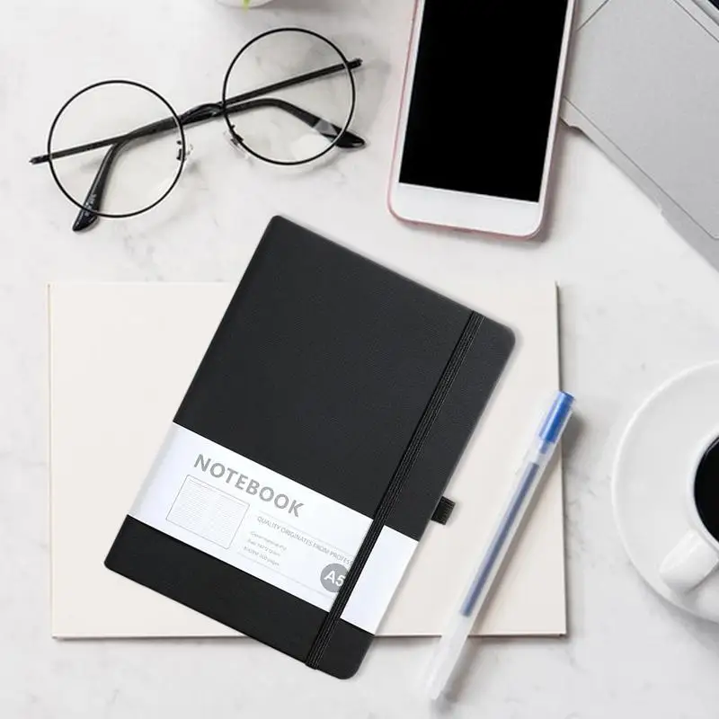 Diary Notebook A5 PU Leather Cover Horizontal Line Notebook Journal 200 Pages Notepads Diary Agenda Business Work Notebook