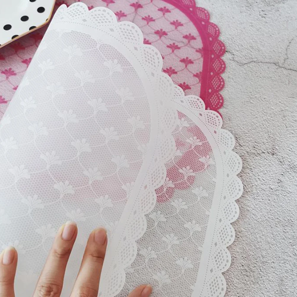 

Waterproof Placemat White Lace Flower Print Table Mat For Dining Kitchen Pp Bowl Pot Plate Protector Anti-Slip Coaster