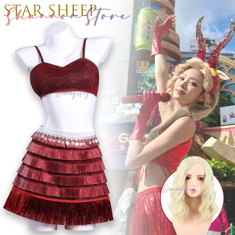 أزياء أنيمي ستار الأغنام Gazeelle التأثيرية كوسبفليسفلون أحمر مطرز مثير لمرحلة الأداء أزياء الفيلم التأثيرية جودة الزي الأنيمي